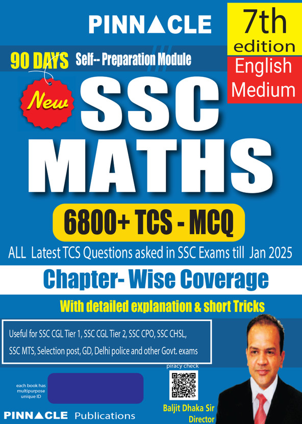 SSC Maths 6800+ Chapter-Wise MCQs with Detailed Explanations & Short Tricks | 7th Edition | CGL Tier 1 & 2, CHSL, MTS, CPO, GD, Steno, JE, Delhi Police & Other Govt Exams | English Medium(English, Paperback, Pinnacle Publications)