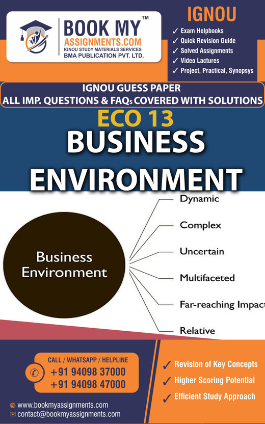 IGNOU ECO 13 Business Environment | Guess Paper | Important Question Answer | Bachelor of Commerce with Major in Accountancy and Finance (BCOMAF) Courses offered by IGNOU. To be studied by all students(Paperback, BMA Publication)