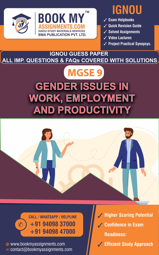 IGNOU MGSE 9 Gender Issues in Work, Employment and Productivity | Guess Paper| Important Question Answer | Elective Courses(Paperback, BMA Publication)