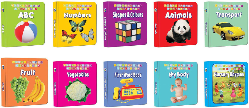 First Padded Board Book - Gift Pack (10 Titles)  - Complete Early Learning Set for Toddlers Ages 0-2 | Includes ABC, Numbers, Shapes & Colours, Animals, Transport, Fruit, Vegetables, My Body, First Word & Nursery Rhymes | Soft Padded Covers, 24 Pages Each(English, Paperback, unknown)