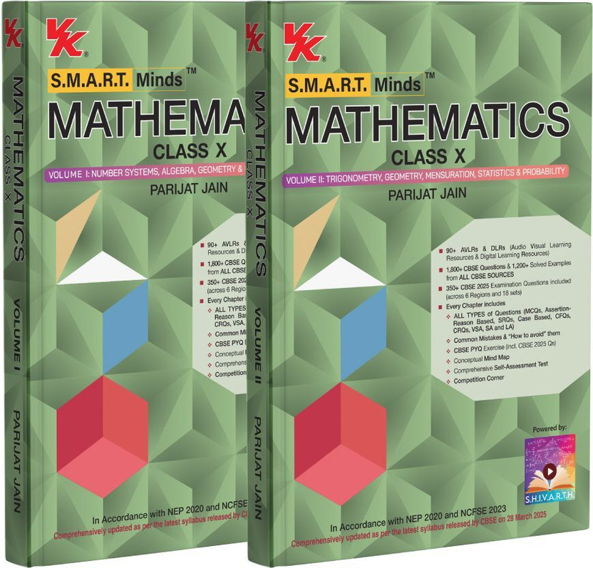 S.M.A.R.T. Minds Mathematics Class X (Vol. 1 - 2) by Parijat Jain | CBSE 2026-27 | Audio Visual Learning | Mind Maps | PYQs (including 2026 questions)  - S.M.A.R.T. Minds Mathematics Class 10 (Vol. 1 – 2) | CBSE 2026–27 | NCERT-Aligned Textbook with PYQs (Including 2025), Mind Maps, Competency-Based