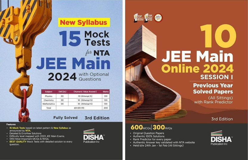 Combo (set of 2 Books) 10 JEE Main Online 2024 Session I Previous Year Solved Papers (All sittings) with 15 New Syllabus Mock Tests | Physics, Chemistry & Mathematics Test Series | 100% Solutions(Paperback, Disha Experts)