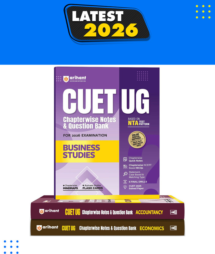 Arihant CUET UG 2026 Commerce Combo (Business Studies, Accountancy & Economics) | Chapterwise Notes & Question Bank | Based on NTA Pattern | 1000+ NCERT MCQs, Assertion Reason & Case-Based Questions | Chapterwise Mindmaps & Flash Cards | Free Online Digital Support(Paperback, Gaurav Pandey, Anshul S