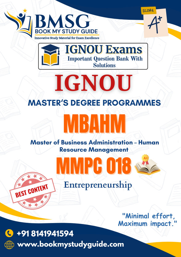 MMPC MMPC 018 Entrepreneurship MBAHM IGNOU Important Questions with Solved Answers Startup and Exam Guide English Edition(Paperback, Book My Study Guide) - Flipkart Deal