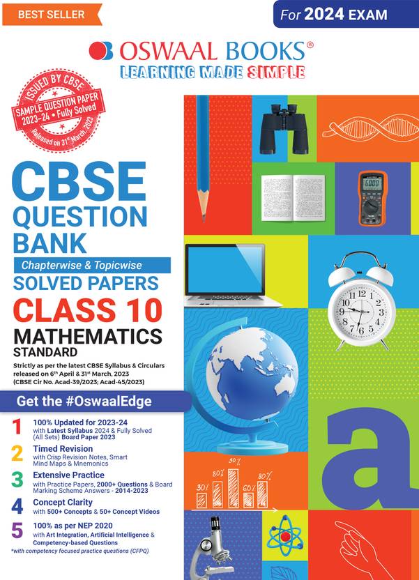 Oswaal CBSE Class 10 Mathematics Standard Question Bank 2024Book Buy