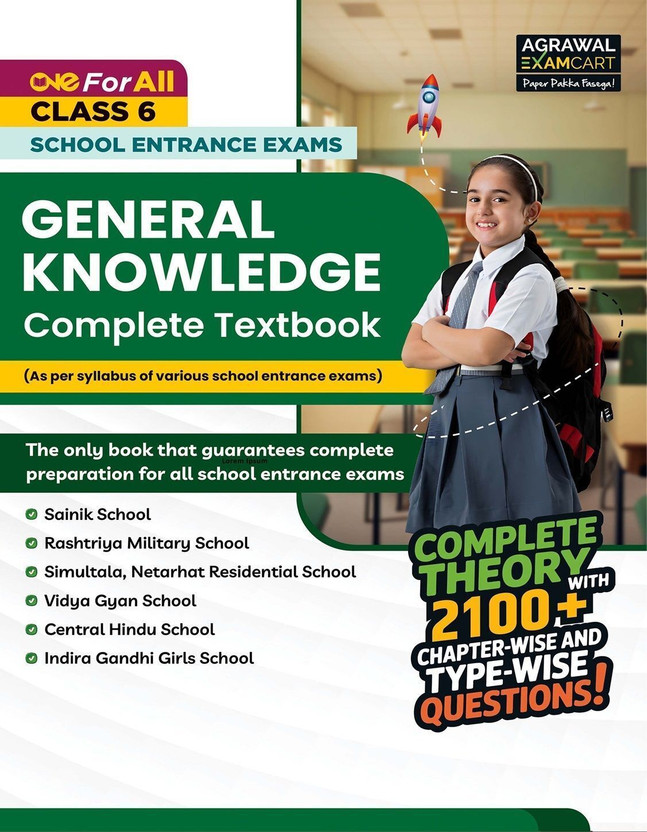 Examcart One for All School Entrance Class 6th General Knowledge (GK) Book 2027 | 2100+ Chapterwise & Typewise PYQs| For JNV, Sainik, RMS, Simultala, CHS & Other School Entrance Exams (English Medium)(Paperback, Examcart Experts)