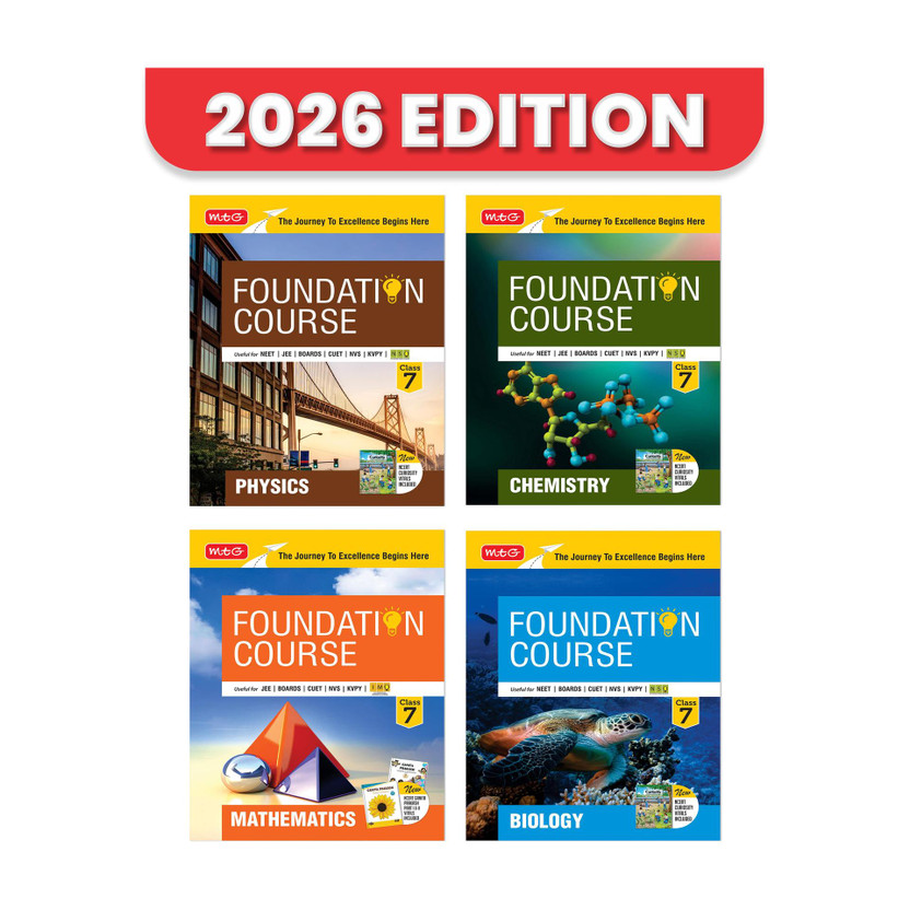 MTG MTG Foundation Course Class 7 Physics, Chemistry, Mathematics & Biology (Set of 4 Books) For NEET, IIT-JEE, CUET & Boards Exams (Edition 2026-2027)(Paperback, MTG Editorial Board) - Flipkart Deal