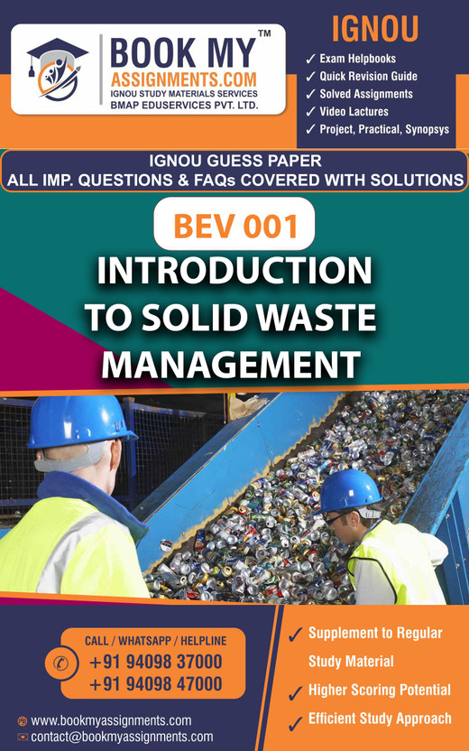 IGNOU BEV 001 Introduction to Solid Waste Management | Guess Paper | Important Question Answer |Certificate in Solid Waste Management (CSWM)(Paperback, BMA Publication)