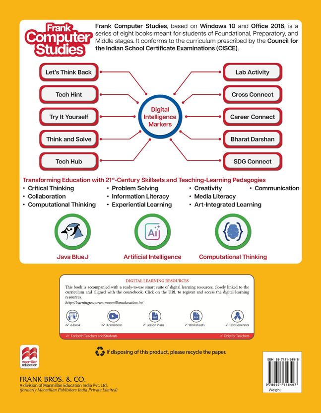 Frank Computer Studies for ICSE 2026 Class 1 | Step-by-Step Digital Skills, Coding, Cyber Safety & AI Introduction | Foundational Computer Science for Young Learners(Paperback, Suchanda Sen)