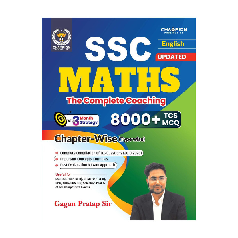 SSC MATHS 8000+ English Chapter + Type + Exam Wise TCS MCQ The Complete Coaching Useful for SSC CGL & CHSL (Tier-I & II), CPO, MTS, CDS, GD Selection Post & Competitive Exams(English, Paperback, Pratap Gagan)