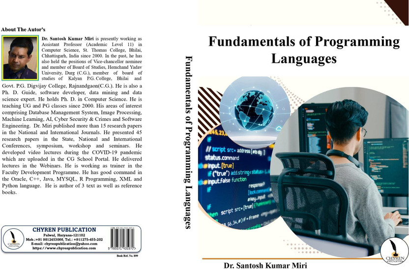 Fundamentals of Programming 
Languages 
"Basic Concepts of Python, Java, C++, 
C, Pascal, COBOL, BASIC and For 
Tran" 
First Edition 
(For BCA, PGDCA, B.Sc., B.E., B. Tech., M.Sc. & MCA)  - B5 SIZE(Paperback, Dr. Santosh Kumar Miri)