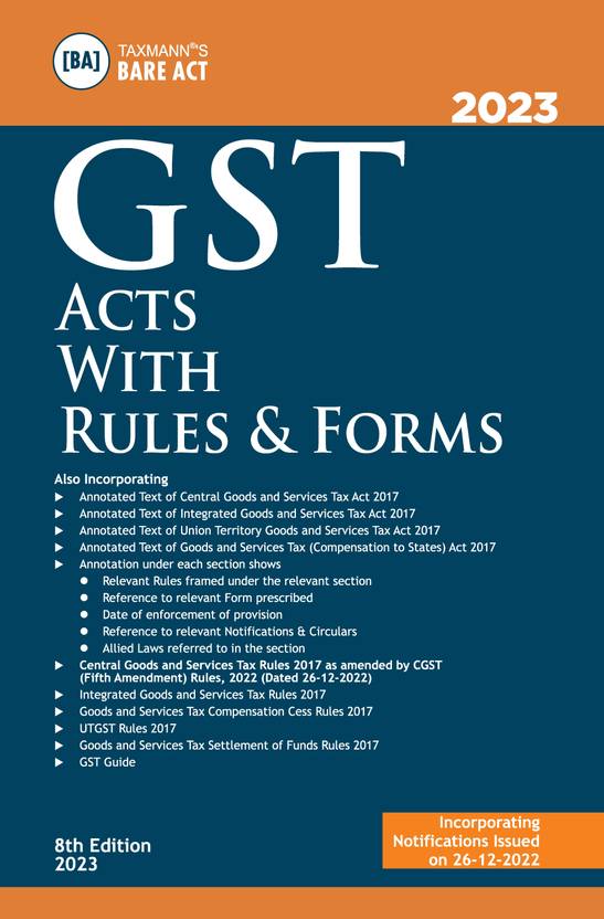 Taxmann s GST Acts With Rules Forms Covering Amended Updated 