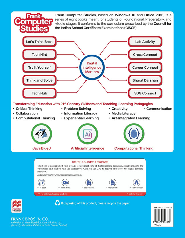 Frank Computer Studies for ICSE 2026 Class 6 | Step-by-Step Digital Skills, Coding, Cyber Safety & AI Introduction | Foundational Computer Science for Young Learners(Paperback, Suchanda Sen)