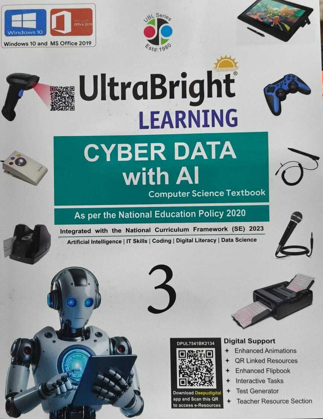 ULTRABRIGHT LEARNING CYBER DATA WITH AI ( computer science textbook ) CLASS - 3 DEEPU PRAKASHAN(Paperback, Dr Purushottam jha)