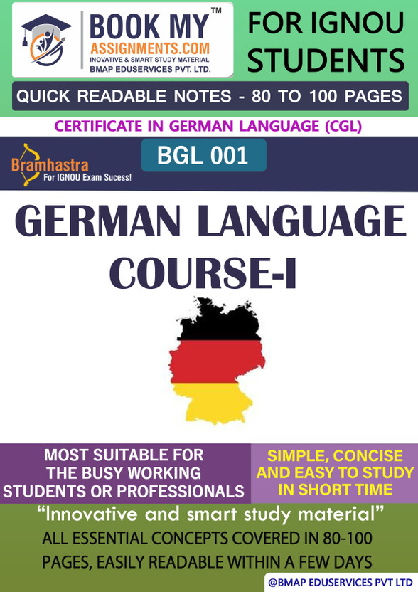 IGNOU IGNOU BGL 1 German Language Course-I Maximize Learning, Minimize Time Latest Edition Effortless Understanding(Paperback, BMA Publication) - Flipkart Deal