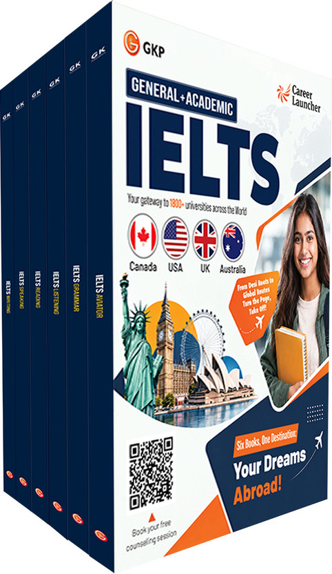 GKP GKP IELTS 2026 Academic+ General Test Preparation Set of 6 Books by Career Launcher (Reading, Listening, Writing, Speaking, Grammar and Aviator)(Paperback, Career Launcher) - Flipkart Deal