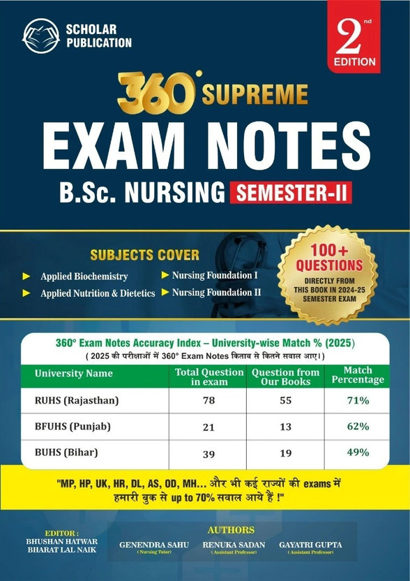 360 Supreme Exam Notes B.Sc. Nursing Semester II (Edition1)(English, Hardcover, unknown)