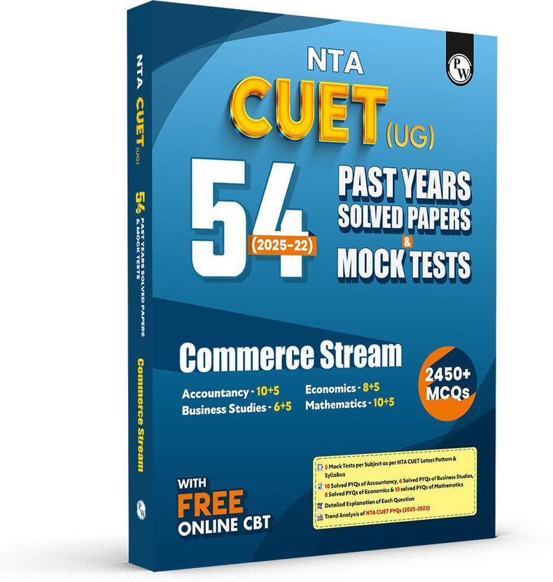 PW NTA CUET (UG) Commerce 54 Past Years Solved Papers & Mock Tests For Exam 2026(Paperback, PW)