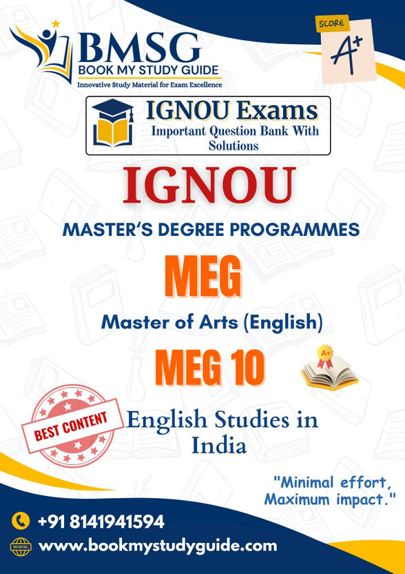 MEG 10 English Studies in India IGNOU MA English MEG Important Questions with Solved Answers Exam Preparation Guide English Edition(Paperback, Book My Study Guide)