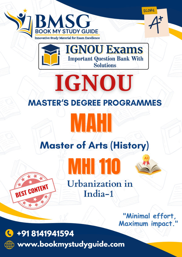IGNOU MHI 110 Urbanization in India-I for MAHI (MA History) Exam Guide | IGNOU Important Question Bank with Solutions Hindi Edition(Paperback, Book My Study Guide)