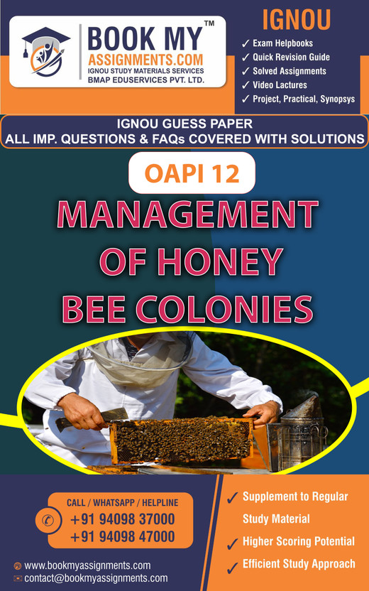 IGNOU OAPI 12 Management of Honey Bee Colonies | Guess Paper | Important Question Answer| Certificate in Beekeeping (CIB)(Paperback, BMA Publication)