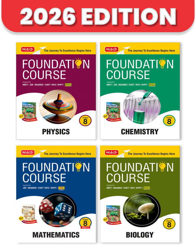 MTG Foundation Course Class 8 Physics, Chemistry, Mathematics & Biology (Set of 4 Books) For NEET, IIT-JEE, CUET & Boards Exams (Edition 2026-2027)(Paperback, MTG Editorial Board)