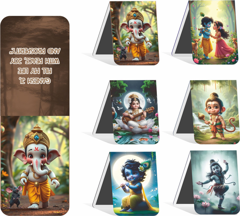 Signex Print Media GOD Sanatani Magnetic Bookmarks Set of 6, Cute Magnetic Bookmarks for Books Magnetic Bookmark Bookmark(GOD Themed, Multicolor)