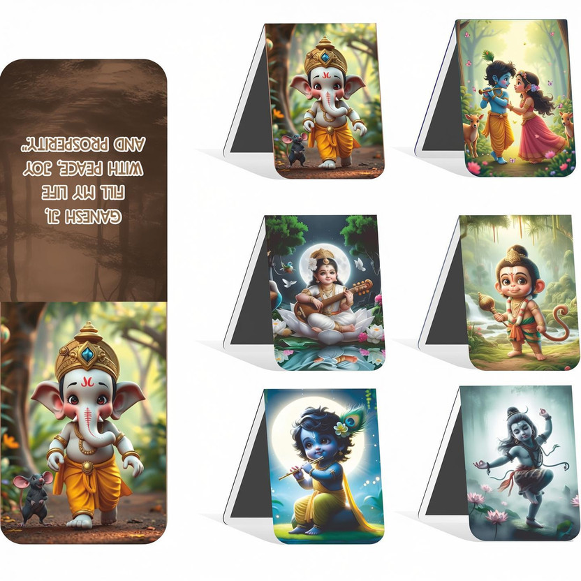 Signex Print Media GOD Sanatani Magnetic Bookmarks Set of 6, Cute Magnetic Bookmarks for Books Magnetic Bookmark Bookmark(GOD Themed, Multicolor)