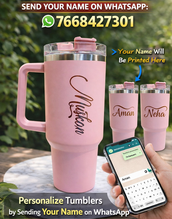 SumanGifts 1200ml Stainless steel Customized Name Printed Tumbler| Gift for Men & Women 1200 ml Stainless Steel Bottle(Pack of 1, Pink)