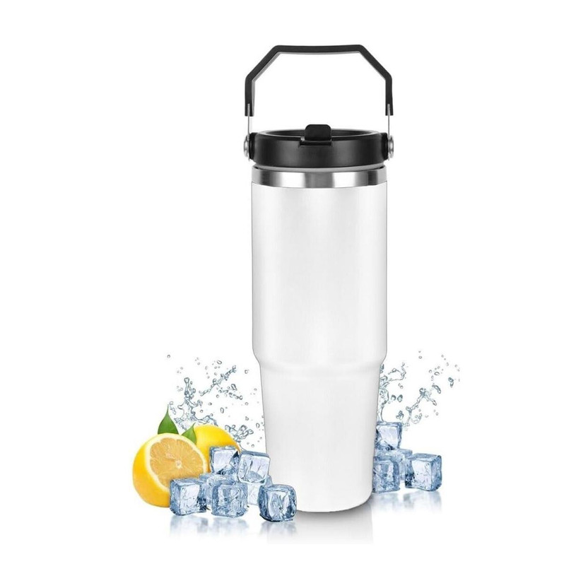 papita Stainless Steel Tumbler Hot and Cold with Straw, Double Insulated Cup 900 ml Steel Shaker(Pack of 1, White)