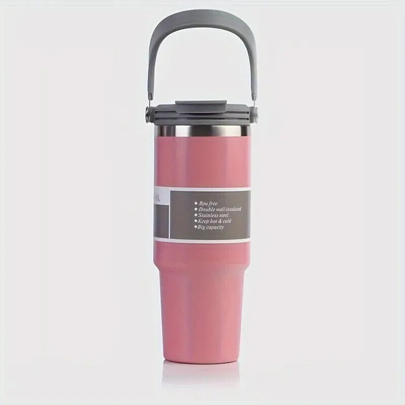 papita Stainless Steel Tumbler Hot and Cold with Straw, Double Insulated Cup 900 ml Steel Bottle(Pack of 1, Pink)