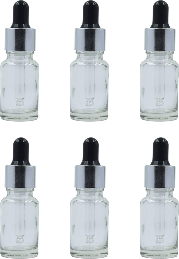 FUTURA MARKET Transparent Glass Bottle Dropper for Essential Oil, DIY Beauty care Pack of 6 10 ml Glass Bottle(Pack of 6, Clear)