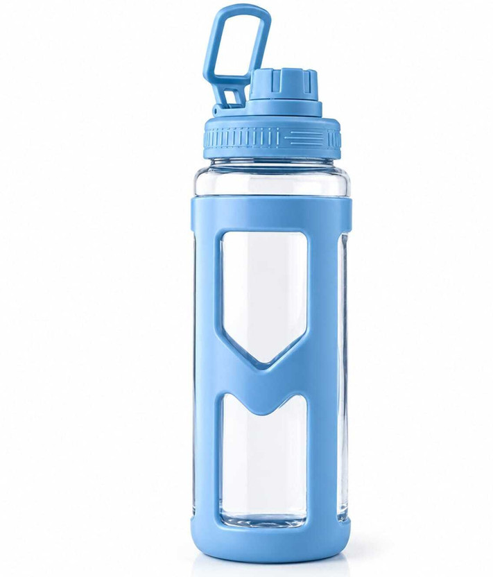 Dalson Kids Water Push Button Leakproof Transparent 700 ml Plastic Bottle(Pack of 1, Blue)