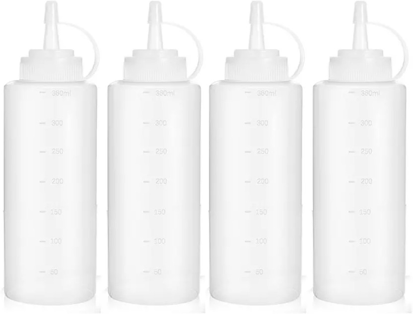 Hospitality Hospitality Condiment Sauce Bottles with Twist On Cap Lids Bottle Dispenser Squeeze 450 ml Plastic Bottle(Pack of 4, White, Red) - Flipkart Deal