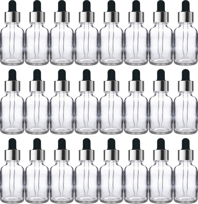 FUTURA MARKET Transparent Glass Dropper Bottle for Essential Oil, DIY Beauty care with LeakProof 10 ml Glass Bottle(Pack of 24, Clear)
