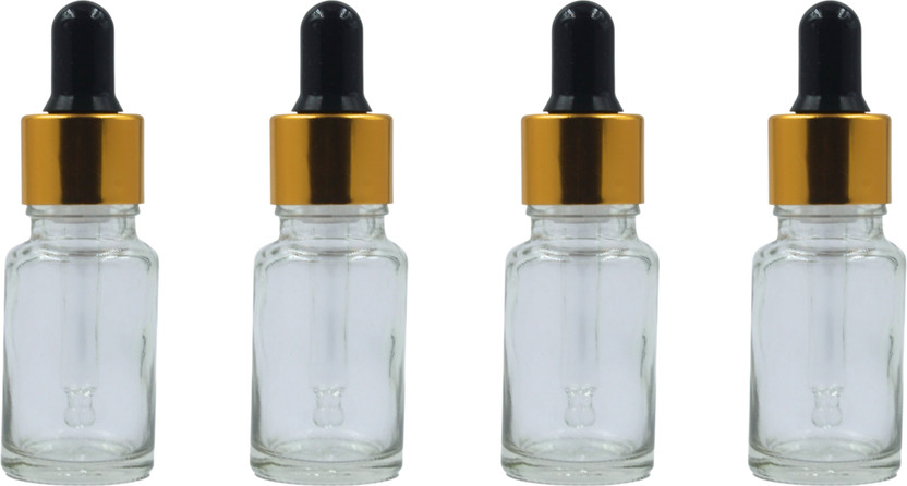 FUTURA MARKET Transparent Glass Dropper Bottle for Essential Oil, DIY Beauty care with LeakProof 10 ml Glass Bottle(Pack of 4, White)