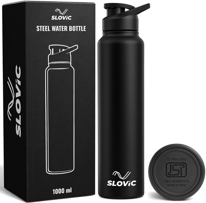SLOVIC Durable & Stylish Leak-Proof 1000 ml Stainless Steel Bottle(Pack of 1, Black)