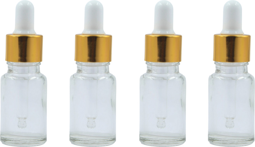PHARCOS Transparent Glass Dropper Bottle for DIY Beauty care, LeakProof (TGW - Pack of 4) 10 ml Glass Bottle(Pack of 4, Multicolor)