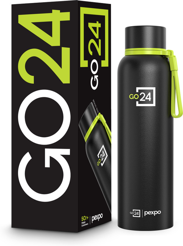 Go24 Go24 Hot and Cold Water Bottle ISI Certified Thermosteel flask, Leakproof Bravo 1000 ml Stainless Steel Flask(Pack of 1, Black) - Flipkart Deal