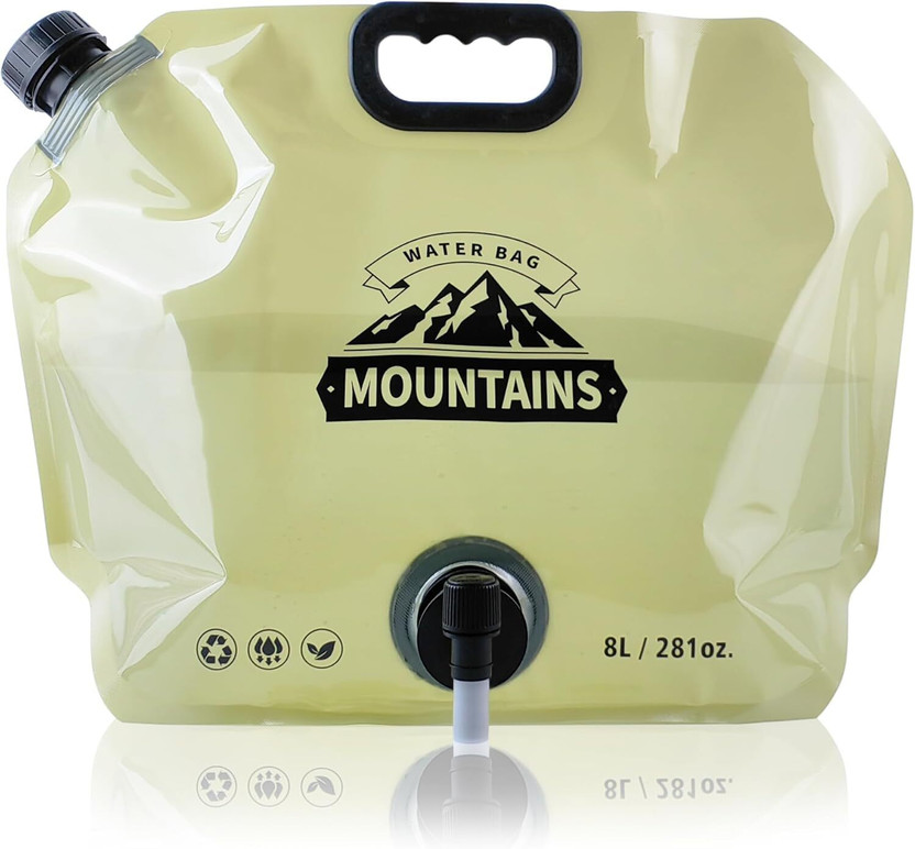 KeepCart Water Storage Container for Traveling, Emergency Outdoor Collapsible Water Bag 8000 ml Plastic Bottle(Pack of 1, Green)