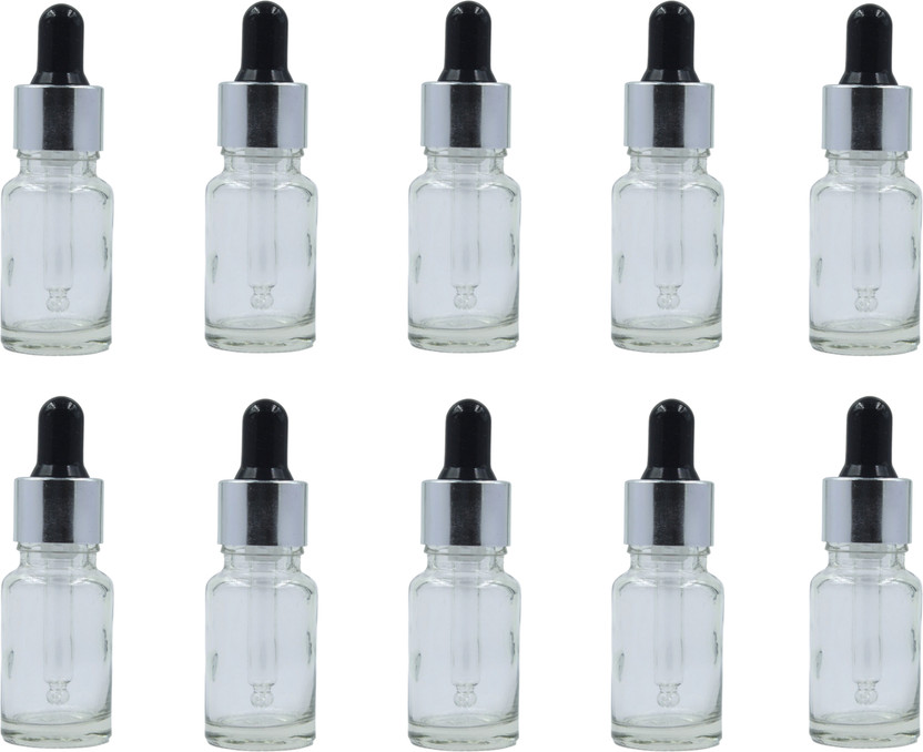 FUTURA MARKET Transparent Glass Dropper Bottle for Essential Oil, DIY Beauty care with LeakProof 10 ml Glass Bottle(Pack of 10, White)