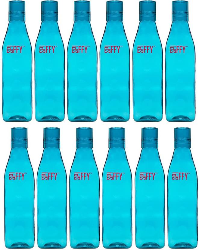 S P I F F Y Plastic Water Bottle Set (1 Litre, Set of 12, Blue) 1000 ml