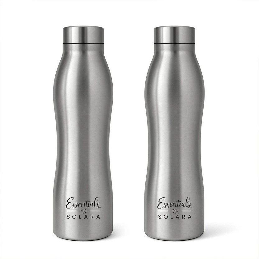 Solara Stainless Steel Water Bottle, Water Bottle 1 Liter for kids, Fridge, Office, 1000 ml Stainless Steel Bottle(Pack of 2, Silver)
