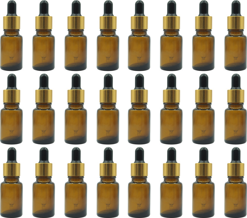 FUTURA MARKET Amber Glass Bottle Dropper for Essential Oil, DIY Beauty care with LeakProof 10 ml Glass Bottle(Pack of 24, Brown)