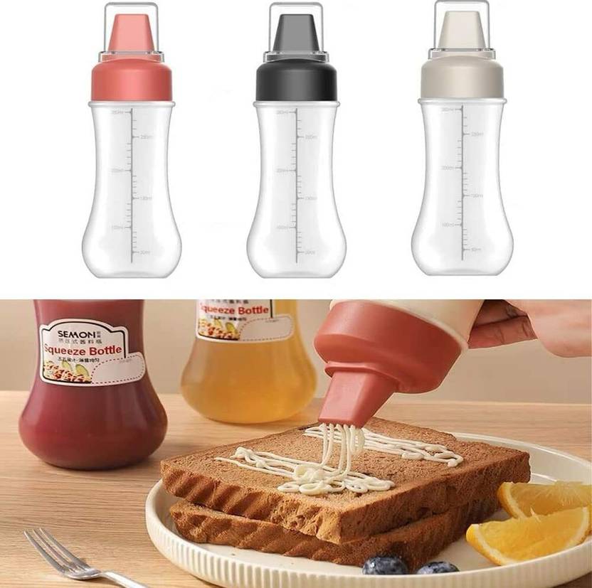 KUNYA Squeeze Bottle Hot Sauce Dispenser Refillable FiveHole Container