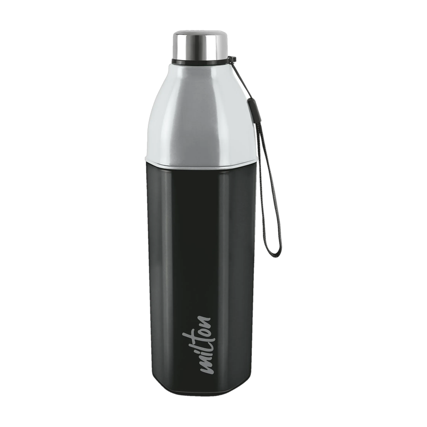 MILTON Kool Hexone 1200 Insulated Water , 1.12 Litres 1120 ml Stainless Steel Bottle(Pack of 1, Black, Grey)