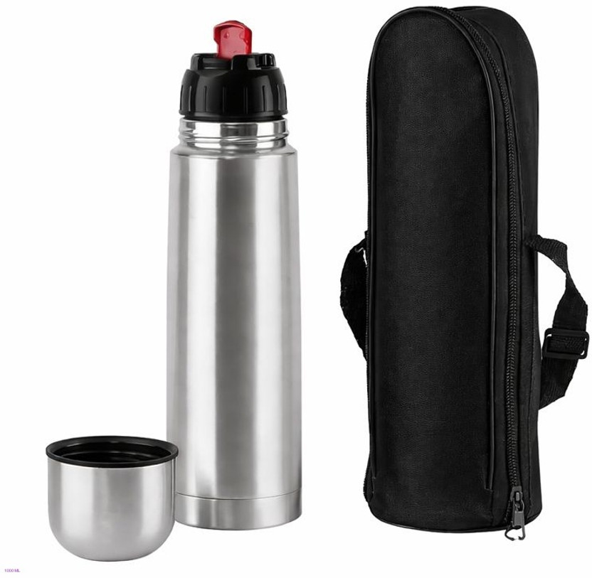 b7 Creations Flamingo 1000, Hot & Cold ISI Certified Insulated Thermosteel Water Bottlede 1000 ml Steel Flask(Pack of 1, Silver)