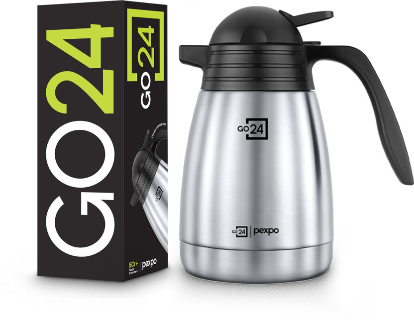 Go24 Go24 Stainless Steel Vacuum Insulated Cosmo Carafe, Hot and Cold Tea/Coffee 1000 ml Steel Flask(Pack of 1, Silver) - Flipkart Deal