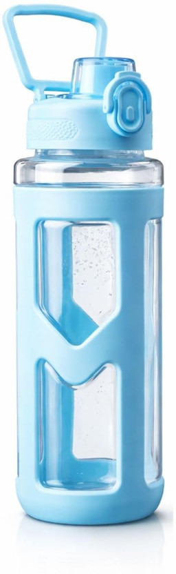 Dalson Kids Water Push Button Leakproof Transparent 700 ml Plastic Bottle(Pack of 1, Blue)