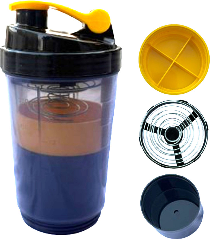 KAPY KAPY Leak-Proof Gym Protein Shaker Set with 2 Extra Compartments, Multicolor Design 500 ml Plastic Shaker(Pack of 1, Multicolor) - Flipkart Deal